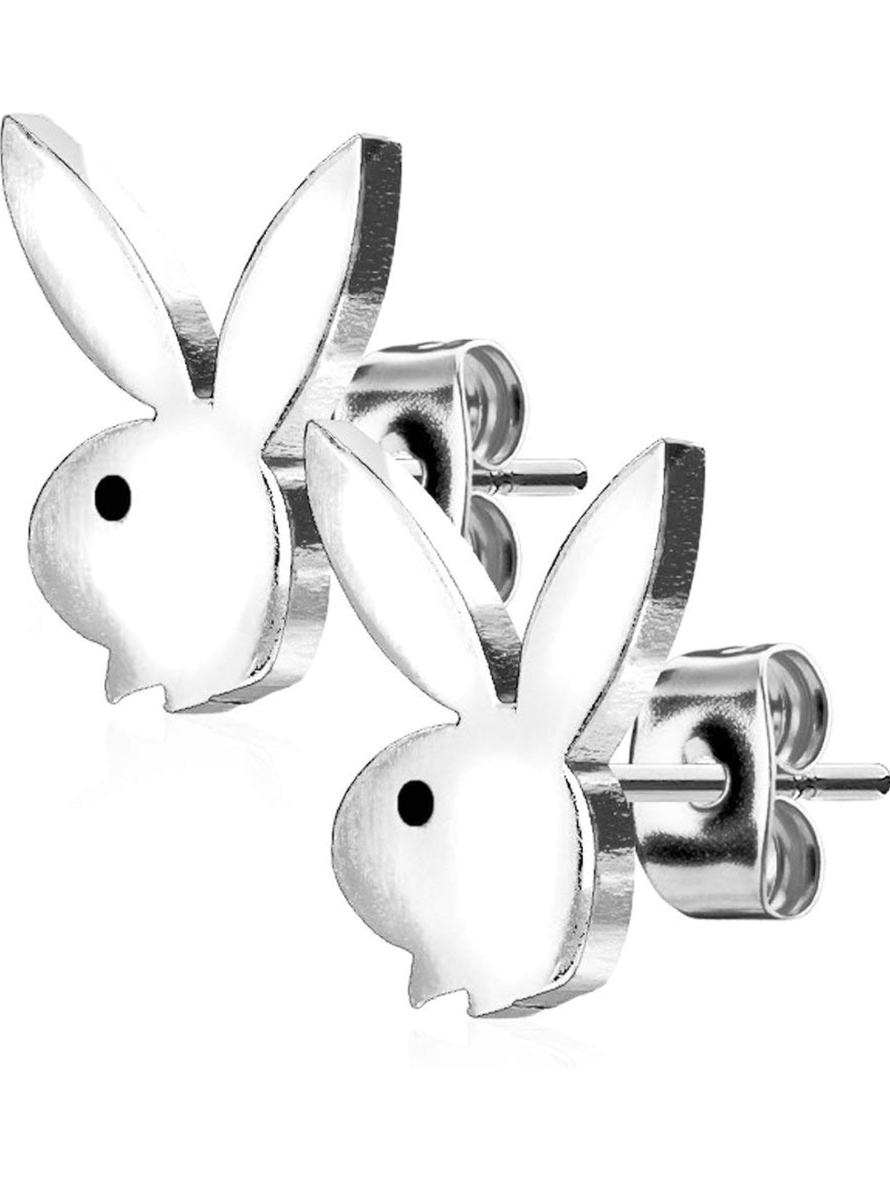 Playboy Bunny Stud Earrings - Silver Bunny Logo